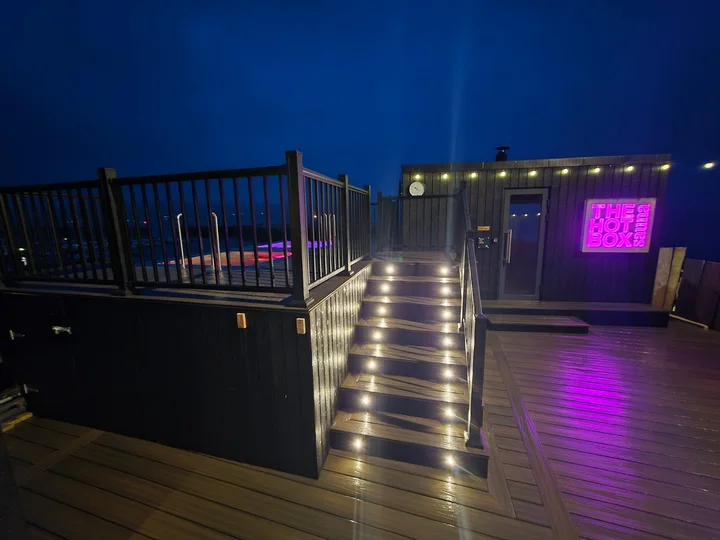 The main staircase connects the two deck levels.